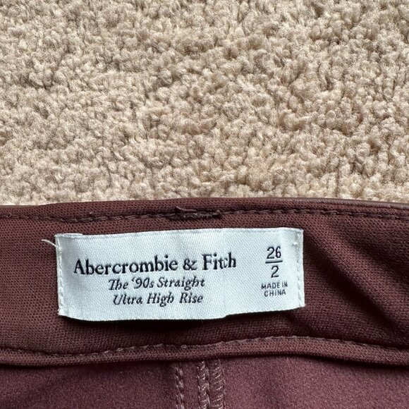 Abercrombie Pants Womens 2 26x30 Faux Leather 90s Straight High Rise Brown - Picture 5 of 13